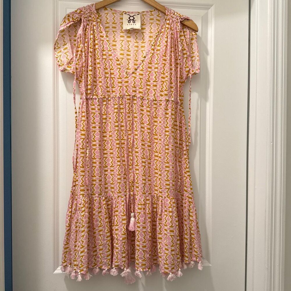 Figue pink mosaic tassel dress/coverup size XXS